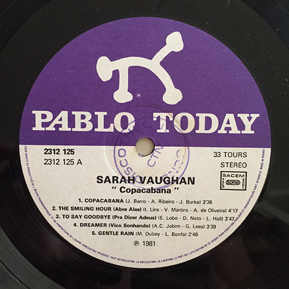 Sarah Vaughan - Copacabana | Pablo Today (2312 125) - 2 Sarah Vaughan - Copacabana | Pablo Today (2312 125) - 2