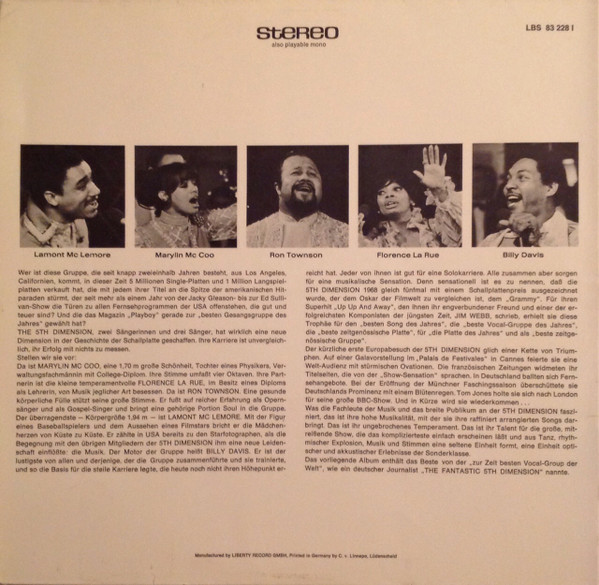 The Fifth Dimension - The Fantastic 5th Dimension | Liberty (LBS 83 228 I) - 4