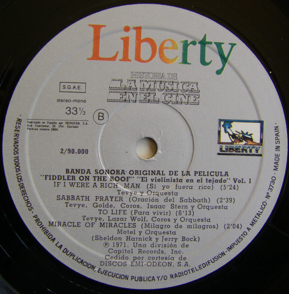 John Williams , Isaac Stern - Fiddler On The Roof / El Violinista En El Tejado (Banda Sonora Original De La Película) | Liberty (2/90.000) - 4