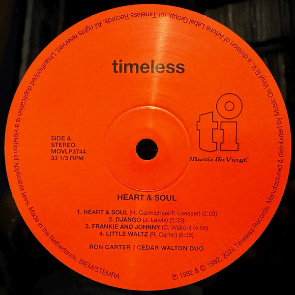 Ron Carter / Cedar Walton Duo - Heart & Soul | Music On Vinyl (MOVLP3744) - 3
