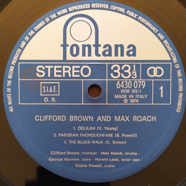 Clifford Brown And Max Roach - Clifford Brown And Max Roach | Fontana (6430 079) - 4 Clifford Brown And Max Roach - Clifford Brown And Max Roach | Fontana (6430 079) - 4
