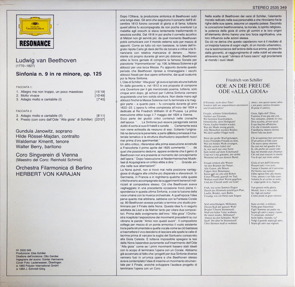 Ludwig van Beethoven - Herbert Von Karajan , Berliner Philharmoniker , Gundula Janowitz , Hilde Rössel-Majdan , Waldemar Kmentt , Walter Berry , Wiener Singverein - Sinfonia No. 9 | Deutsche Grammophon (2535 349) - 2