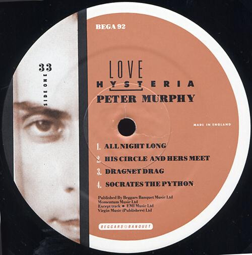 Peter Murphy - Love Hysteria | Beggars Banquet (BEGA 92) - 3