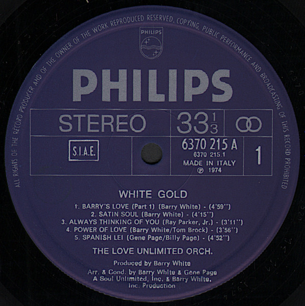 Love Unlimited Orchestra - White Gold | Philips (6370 215 A) - 3
