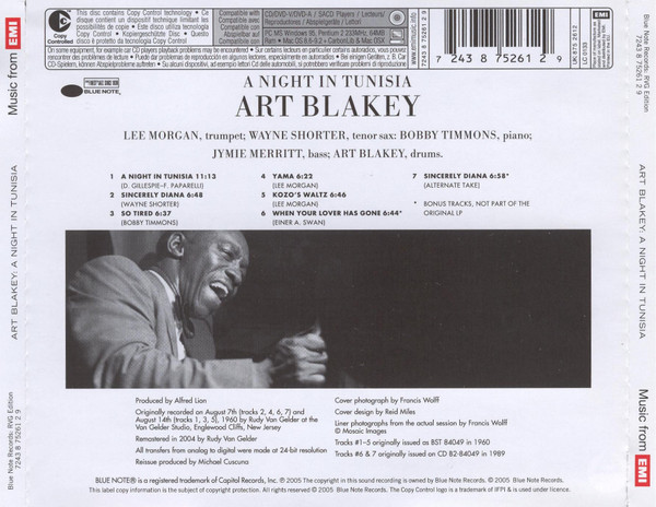 Art Blakey & The Jazz Messengers - A Night In Tunisia | Blue Note (7243 8 75261 2 9) - 2 Art Blakey & The Jazz Messengers - A Night In Tunisia | Blue Note (7243 8 75261 2 9) - 2