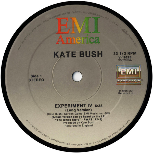 Kate Bush - Experiment IV | EMI America (V19228) - 4 Kate Bush - Experiment IV | EMI America (V19228) - 4