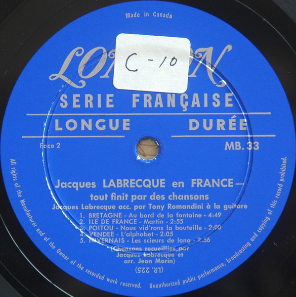 Jacques Labrecque - Jacques Labrecque En France | Disques London (MB.33) - 4 Jacques Labrecque - Jacques Labrecque En France | Disques London (MB.33) - 4