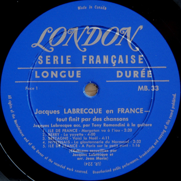 Jacques Labrecque - Jacques Labrecque En France | Disques London (MB.33) - 3 Jacques Labrecque - Jacques Labrecque En France | Disques London (MB.33) - 3