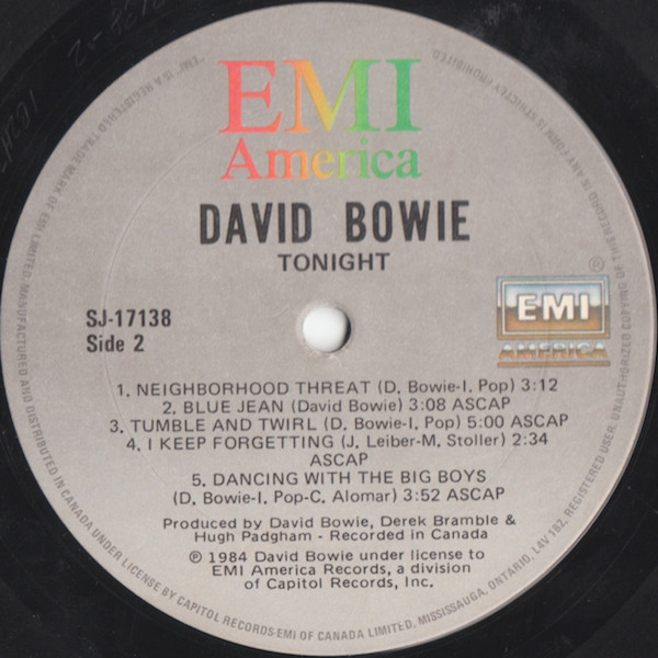 David Bowie - Tonight | EMI America (SJ-17138) - 3 David Bowie - Tonight | EMI America (SJ-17138) - 3