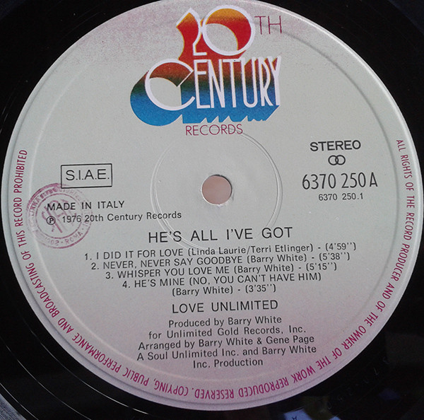 Love Unlimited - He's All I've Got | 20th Century Records (6370 250 A) - 4 Love Unlimited - He's All I've Got | 20th Century Records (6370 250 A) - 4