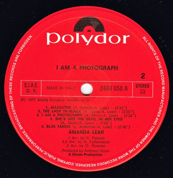 Amanda Lear - I Am A Photograph | Polydor (2448 058 A) - 3 Amanda Lear - I Am A Photograph | Polydor (2448 058 A) - 3