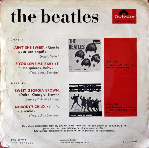The Beatles - Ain't She Sweet = Que Te Pasa Con Papa? - Vinilo 7" | Polydor (EPH 50 932) - 2 The Beatles - Ain't She Sweet = Que Te Pasa Con Papa? - Vinilo 7" | Polydor (EPH 50 932) - 2