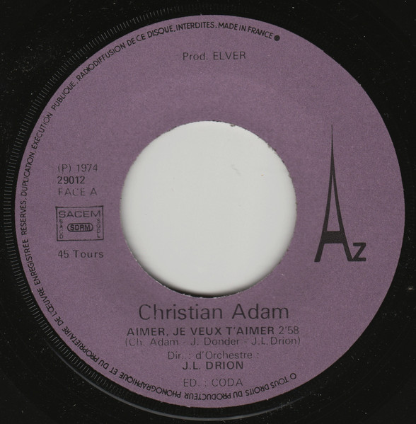 Christian Adam - Aimer, Je Veux T'aimer | Disc'Az (EL 29.012) - 3