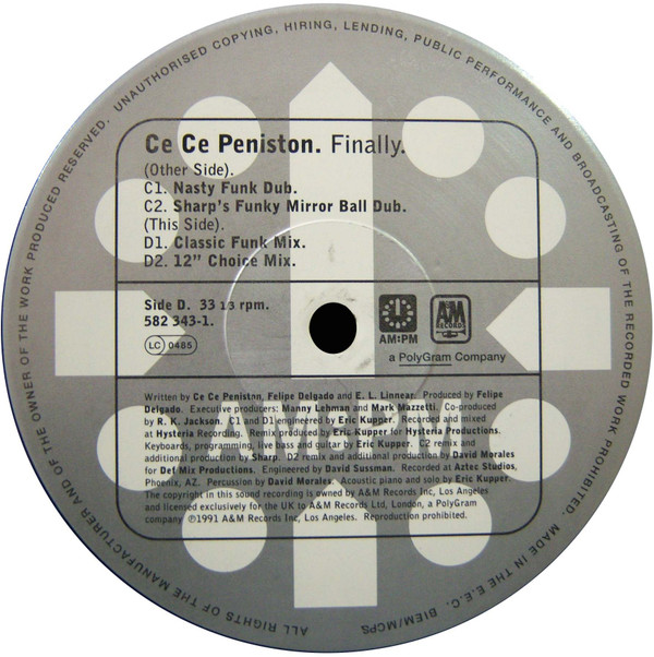 Ce Ce Peniston - Finally (Eric Kupper / Sharp / David Morales Mixes) | AM:PM (582 343-1) - 4