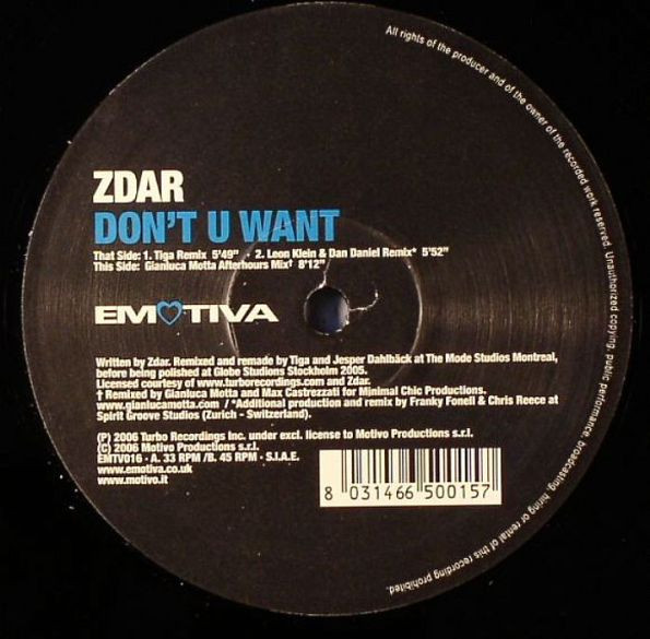 Philippe Zdar - Don't U Want | Emotiva (EMTV016)