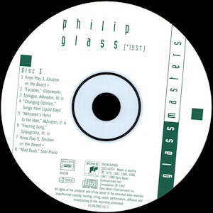 Philip Glass - Glassmasters | Sony Classical (SM3K 62960) - 3