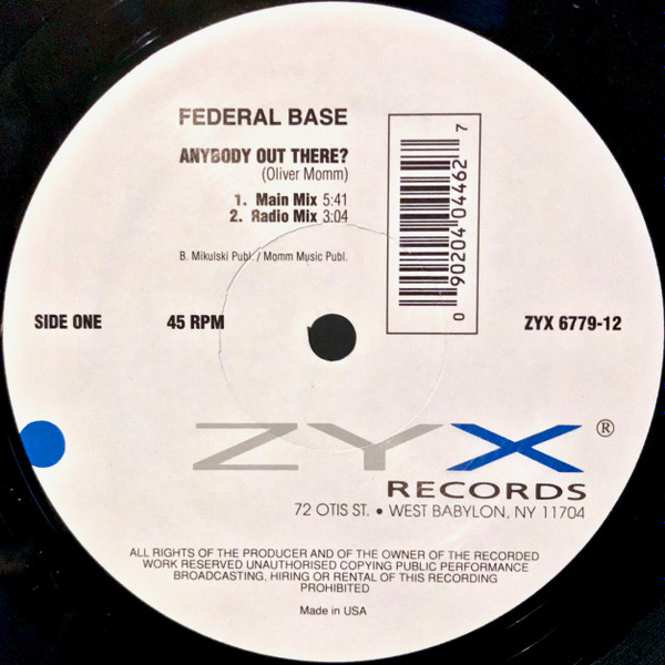 Federal Base - Anybody Out There? | ZYX Records (ZYX 6779-12US) - 2 Federal Base - Anybody Out There? | ZYX Records (ZYX 6779-12US) - 2