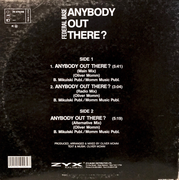 Federal Base - Anybody Out There? | ZYX Records (ZYX 6779-12US) - 4 Federal Base - Anybody Out There? | ZYX Records (ZYX 6779-12US) - 4