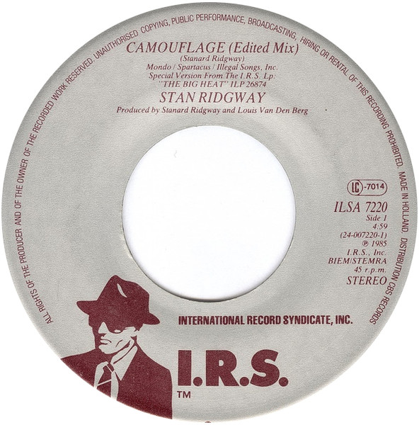 Stan Ridgway - Camouflage | I.R.S. Records (ILSA 7220) - 3