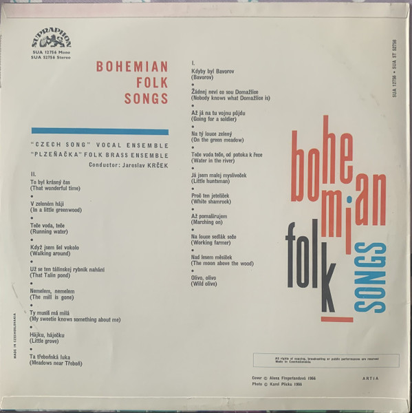 Various - Bohemian Folk Songs | Supraphon (SUA 12756) - 2
