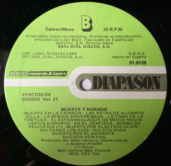 Mike Harding / Peter Harwood - Muerte Y Horror.Efectos De Sonido Vol.21 | BBC Records And Tapes (BBC-22340) - 3