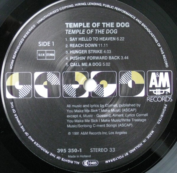 Temple Of The Dog - Temple Of The Dog | A&M Records (395 350-1) - 3