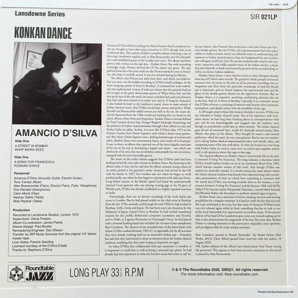 Amancio D'Silva - Konkan Dance | The Roundtable (SIR021LP) - 3 Amancio D'Silva - Konkan Dance | The Roundtable (SIR021LP) - 3
