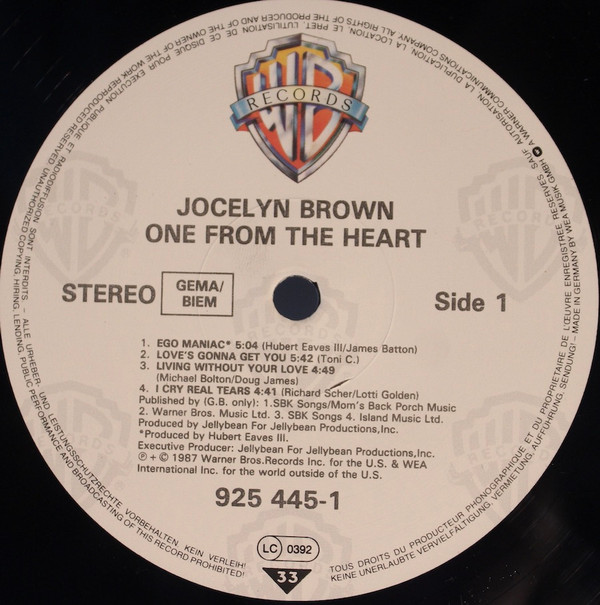 Jocelyn Brown - One From The Heart | Warner Bros. Records (925 445-1) - 2