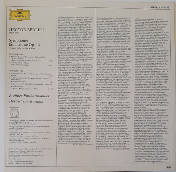 Hector Berlioz - Berliner Philharmoniker · Herbert von Karajan - Symphonie Fantastique | Deutsche Grammophon (2530 597) - 2