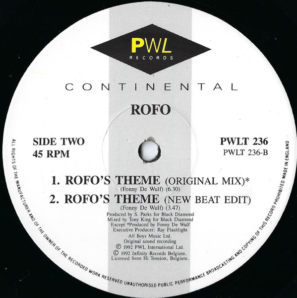 Rofo - Rofo's Theme ('92 Remixes) | PWL Continental (PWLT 236) - 4