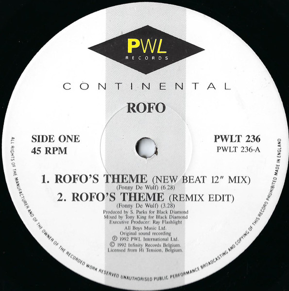 Rofo - Rofo's Theme ('92 Remixes) | PWL Continental (PWLT 236) - 3