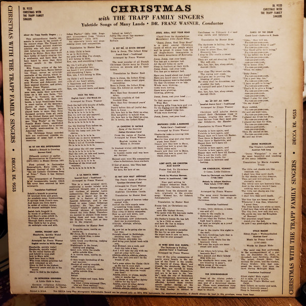 The Trapp Family Singers - Christmas With The Trapp Family Singers | Decca (DL 9553) - 2 The Trapp Family Singers - Christmas With The Trapp Family Singers | Decca (DL 9553) - 2