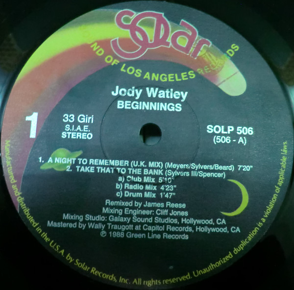 Jody Watley - Beginnings | Solar (SOLP 506) - 2