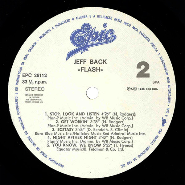 Jeff Beck - Flash | Epic (26112) - 4