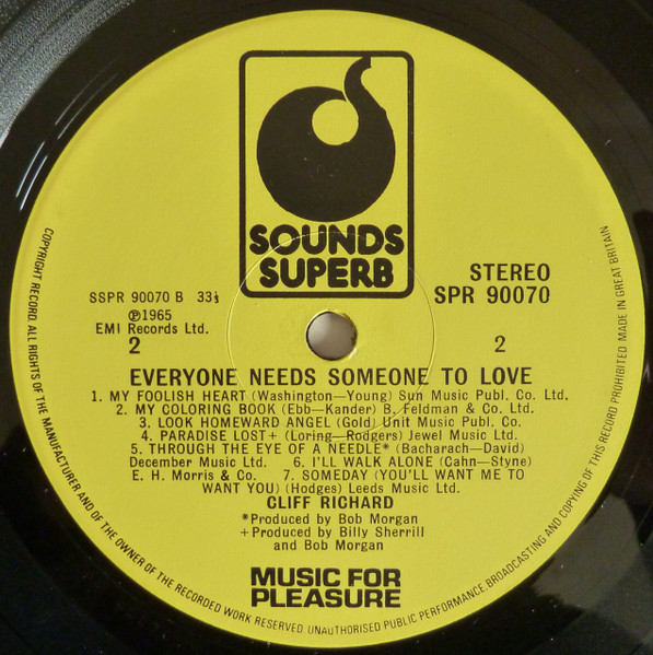 Cliff Richard - Everyone Needs Someone To Love | Sounds Superb (SPR 90070) - 4 Cliff Richard - Everyone Needs Someone To Love | Sounds Superb (SPR 90070) - 4