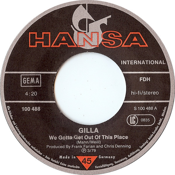 Gilla - We Gotta Get Out Of This Place | Hansa International (100 488) - 3 Gilla - We Gotta Get Out Of This Place | Hansa International (100 488) - 3
