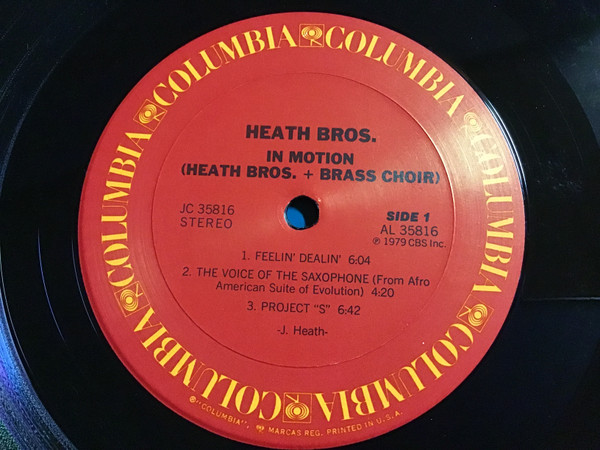 The Heath Brothers Plus Brass Choir Featuring Stanley Cowell - In Motion | CBS (JC 35816) - 2