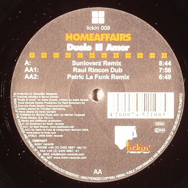 Homeaffairs - Duele El Amor | Lickin' Records (lickin 008) - 2 Homeaffairs - Duele El Amor | Lickin' Records (lickin 008) - 2