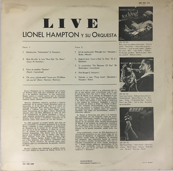 Lionel Hampton - Live! | Fontana (683 262 JCL) - 2