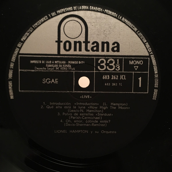 Lionel Hampton - Live! | Fontana (683 262 JCL) - 3