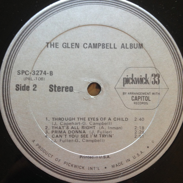 Glen Campbell - The Glen Campbell Album | Pickwick (SPC-3274) - 3 Glen Campbell - The Glen Campbell Album | Pickwick (SPC-3274) - 3
