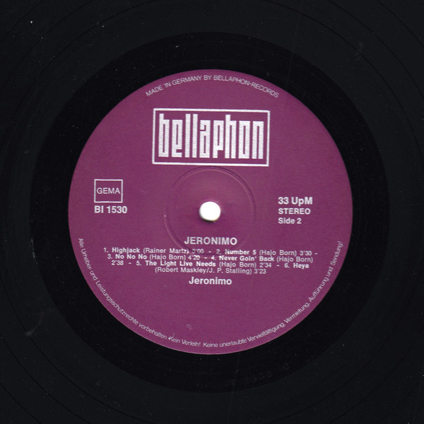 Jeronimo - Cosmic Blues | Bellaphon (BI 1530) - 4