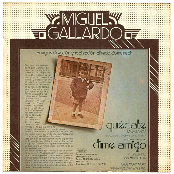 Miguel Gallardo - Quédate | Harvest (1 J 006-21142) - 2