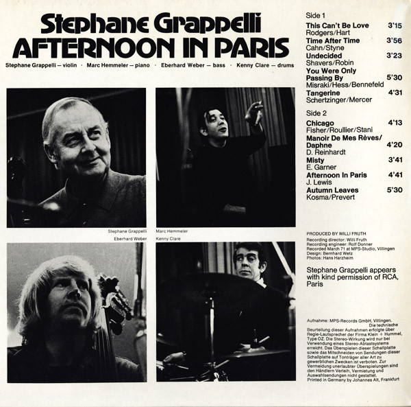 Stéphane Grappelli - Afternoon In Paris | MPS Records (68.156) - 2 Stéphane Grappelli - Afternoon In Paris | MPS Records (68.156) - 2