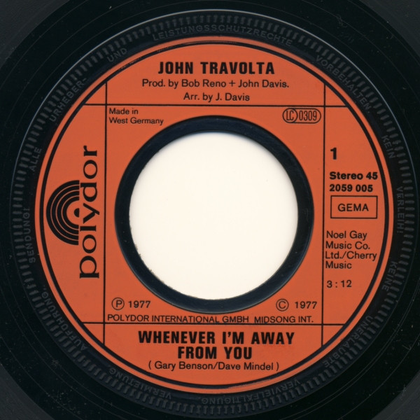John Travolta - Whenever I'm Away From You | Polydor (2059 005) - 2