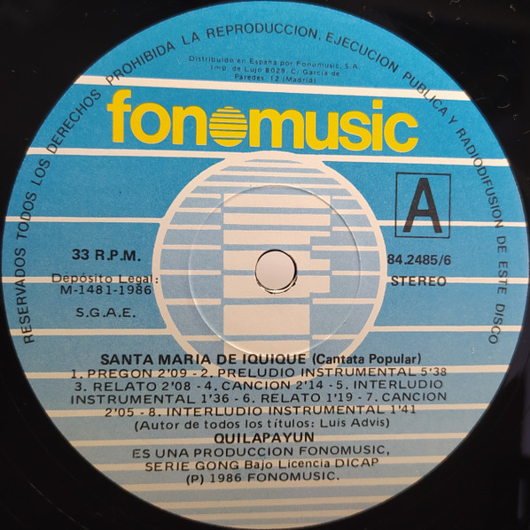 Quilapayún - Santa Maria De Iquique - Cantata Popular | Fonomusic (84.2485/6) - 3 Quilapayún - Santa Maria De Iquique - Cantata Popular | Fonomusic (84.2485/6) - 3
