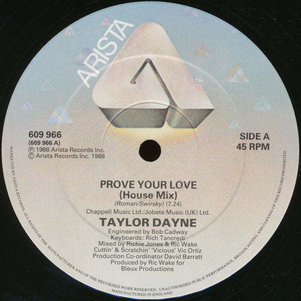 Taylor Dayne - Prove Your Love (House Mix) | Arista (609 966) - 3 Taylor Dayne - Prove Your Love (House Mix) | Arista (609 966) - 3