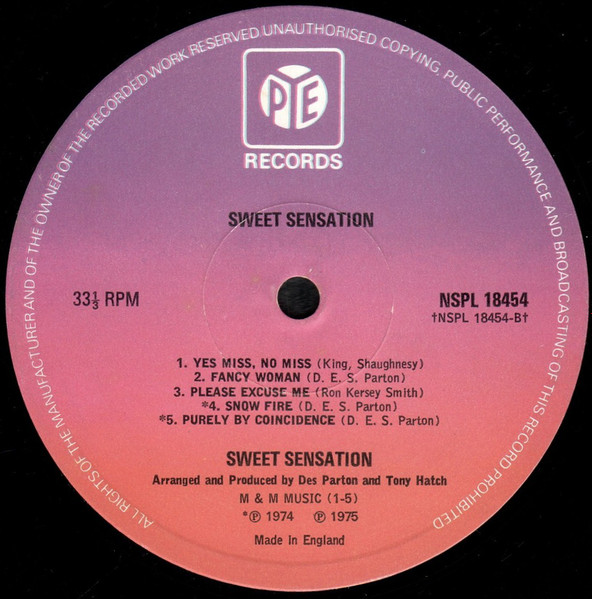 Sweet Sensation - Sweet Sensation | Pye Records (NSPL 18454) - 4 Sweet Sensation - Sweet Sensation | Pye Records (NSPL 18454) - 4