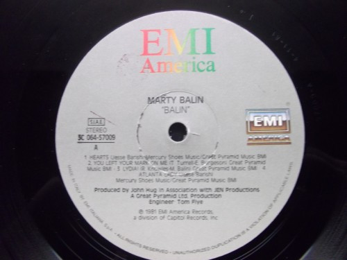 Marty Balin - Balin | EMI America (3C 064-57009) - 2