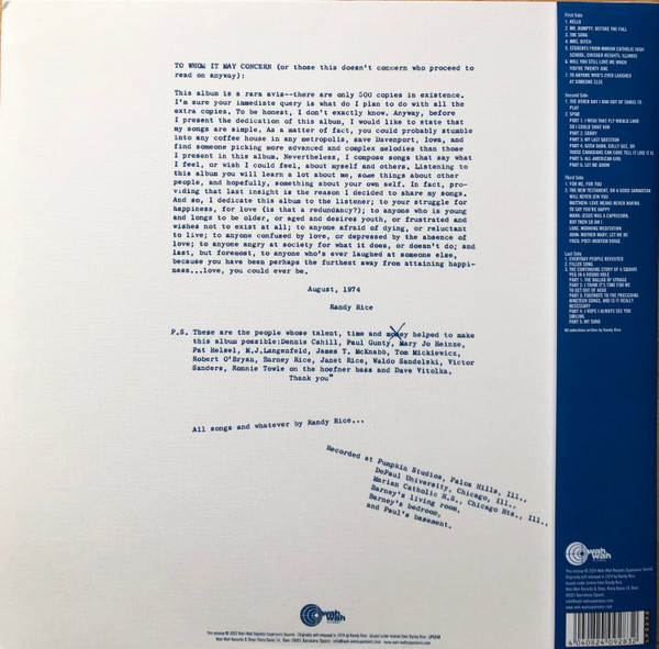 Randy Rice - To Anyone Who's Ever Laughed At Someone Else | Wah Wah Records (LPS248) - 3